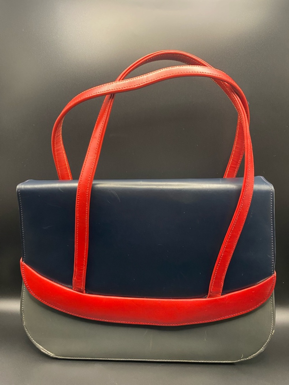 Vintage 60’s Gray, Red, and Blue Handbag